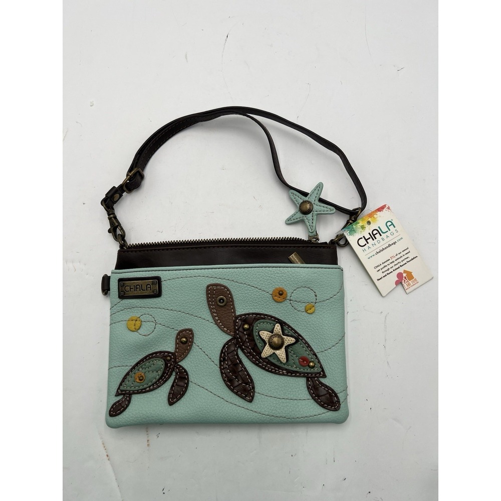 CHALA Sea Turtle Crossbody Bag Light Blue Vegan Convertible Purse NWT 826TU1